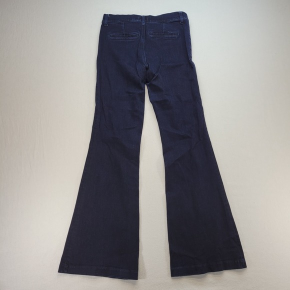Express Jeans Womens 6 Blue 70s Flare Mid Rise Dark Wash Stretch Denim - Picture 3 of 12